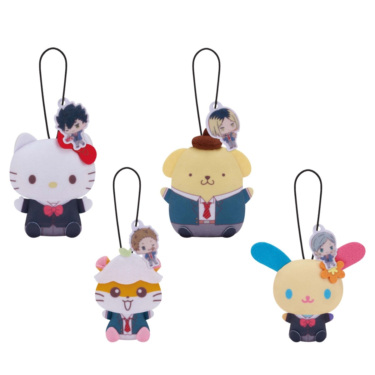 ハイキュー!!×サンリオキャラクターズ ぬいぐるみマスコット vol.2 全4種セット ポムポムプリン ウサハナ ハローキティ コロコロクリリン