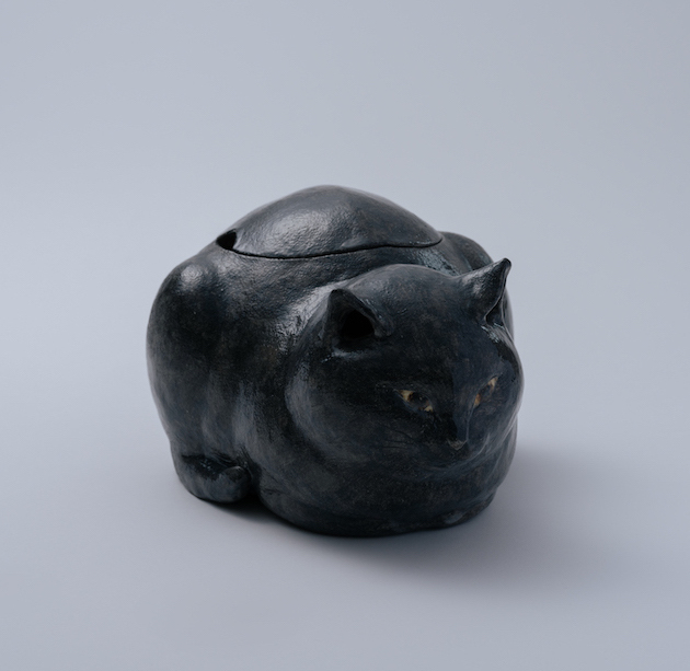 ミニ灰釉手あぶり猫 2411  Honma Fumie  "Mini Teaburi Neko "　Cat-shaped brazier