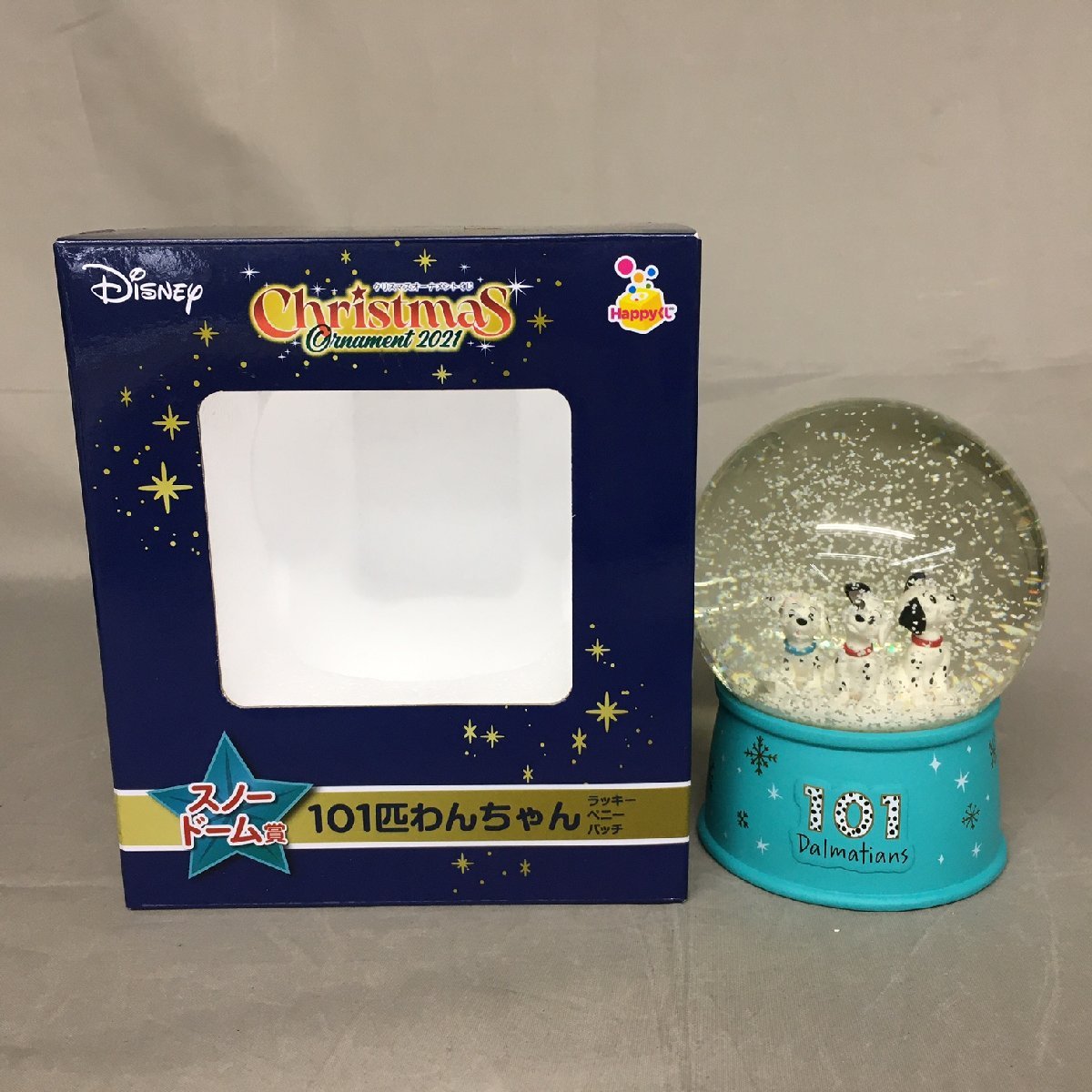 【中古品B】DISNEY(ディズニー) HAPPYくじ クリスマスオーナメントくじ 2021 スノードーム賞 101匹わんちゃん (管理番号：063111）